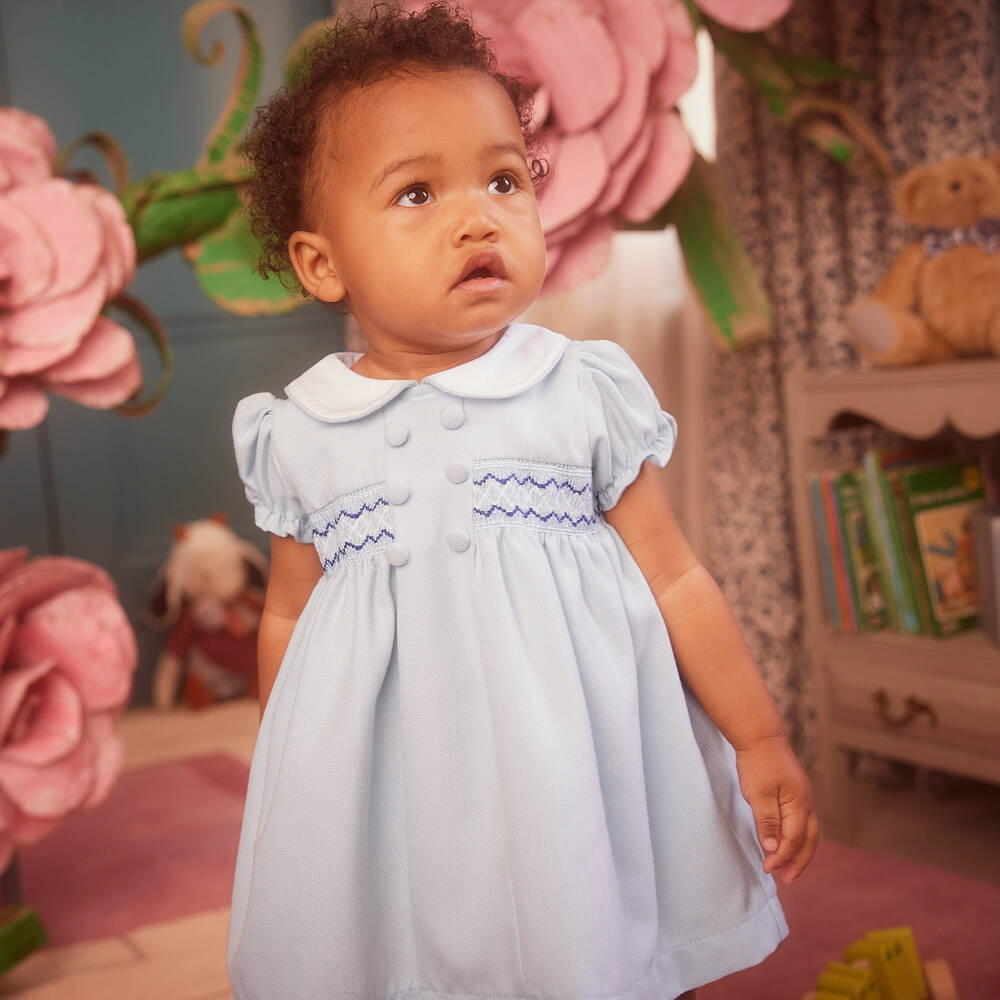 Baby girl blue 2025 and white dress