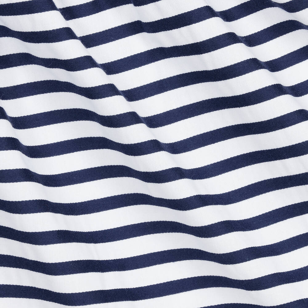 Beatrice & George-Baby Girls Blue Stripe Smocked Cotton Dress | Childrensalon Outlet