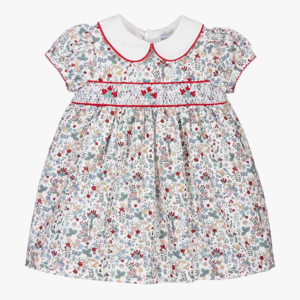 Beatrice & George - Grünes gesmoktes Babykleid-Set | Childrensalon