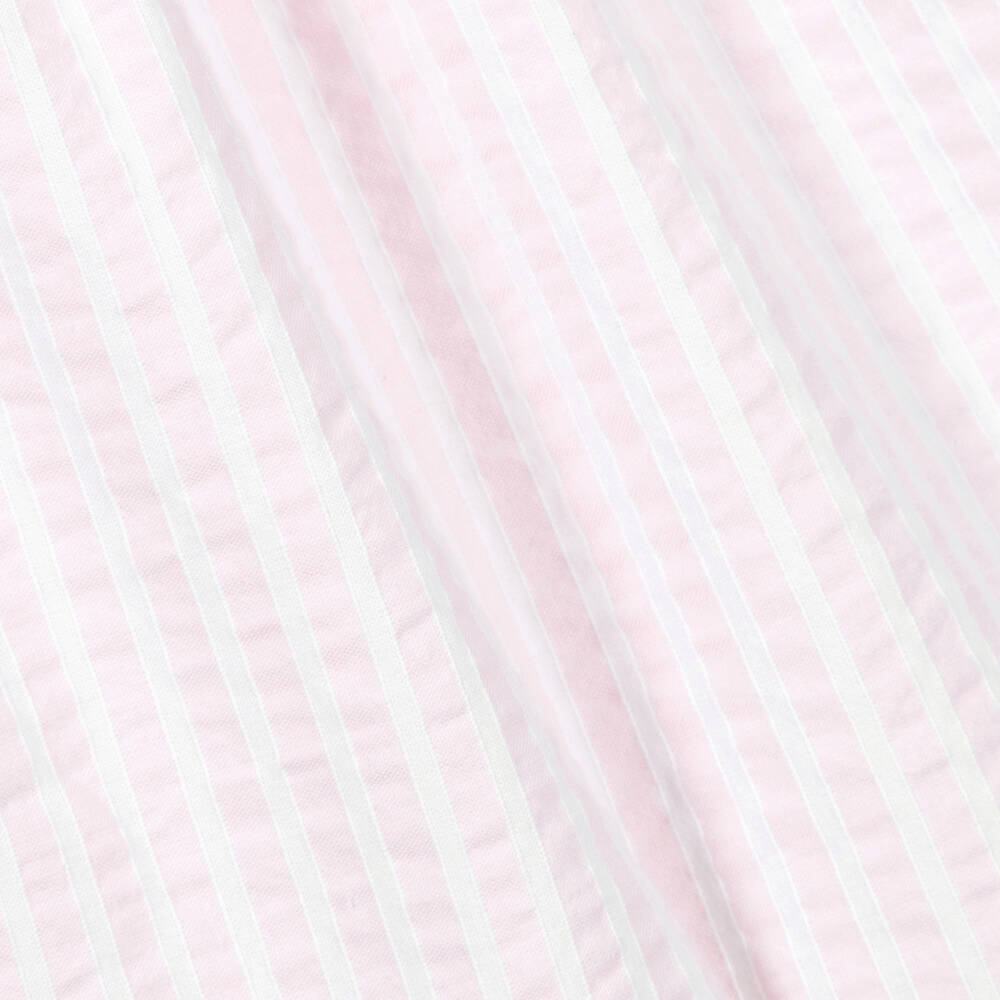 بياتريس آند جورج-طقم فستان وبونيه قطن لون زهري وأبيض للبنات الرضع | Childrensalon Outlet