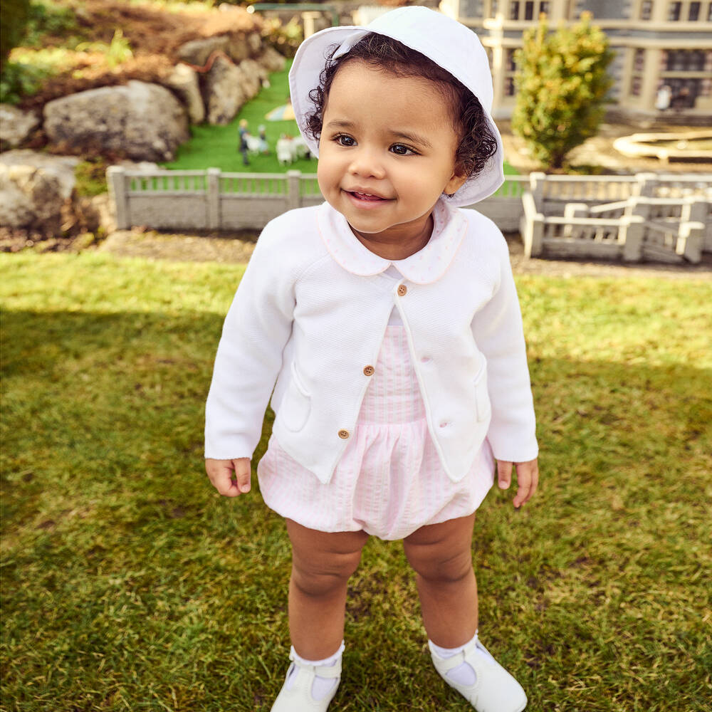 Beatrice & George - Baby Girls Pink Cotton Dungaree Shorts