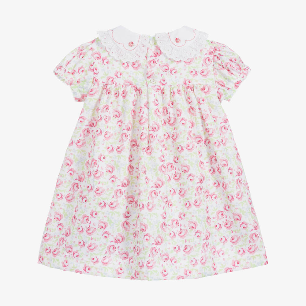 Beatrice & George-Baby Girls Pink Floral Cotton Dress | Childrensalon Outlet