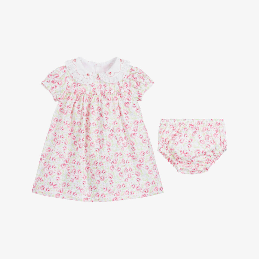 Beatrice & George-Baby Girls Pink Floral Cotton Dress | Childrensalon Outlet