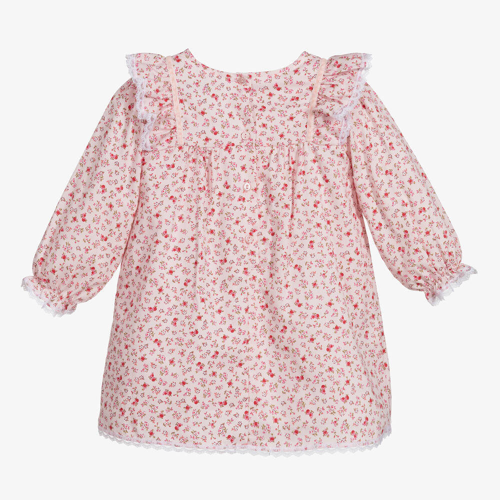Beatrice & George-Розовое хлопковое платье с цветочным рисунком | Childrensalon Outlet