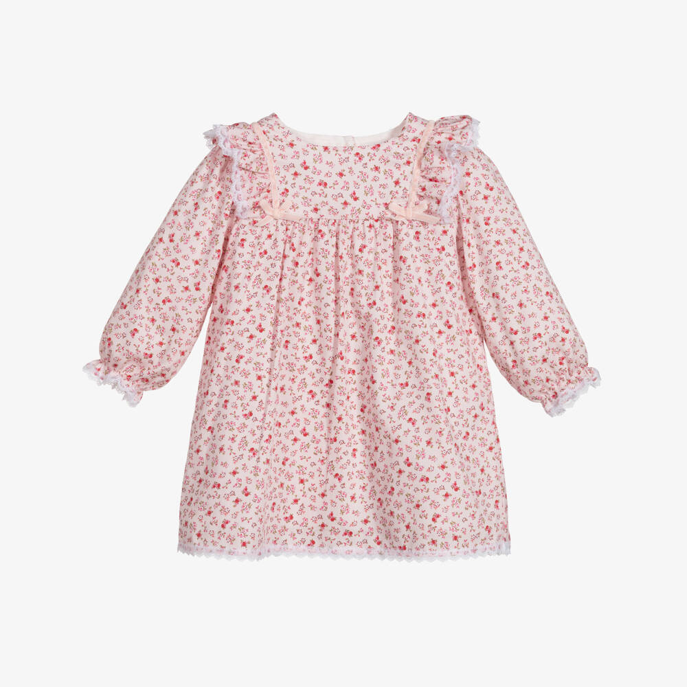 Beatrice & George-Baby Girls Pink Floral Cotton Dress | Childrensalon Outlet
