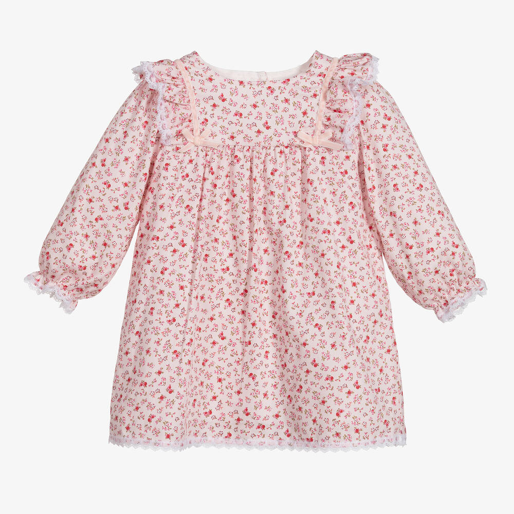 Beatrice & George - Baby Girls Pink Floral Cotton Dress | Childrensalon