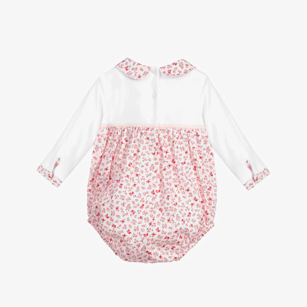 Beatrice & George-Baby Girls Pink Floral Cotton Shortie | Childrensalon Outlet