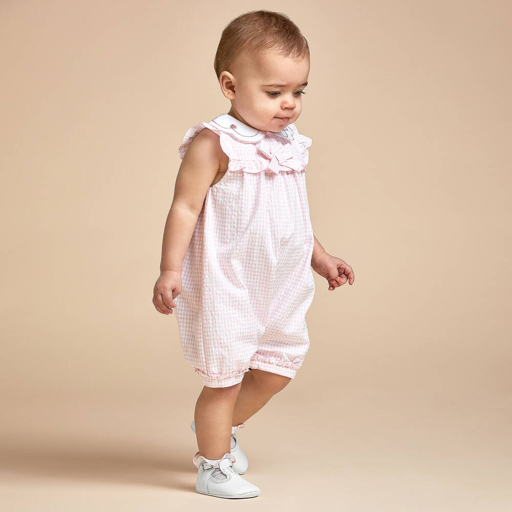 Beatrice & George-Розовый хлопковый песочник для девочек | Childrensalon Outlet