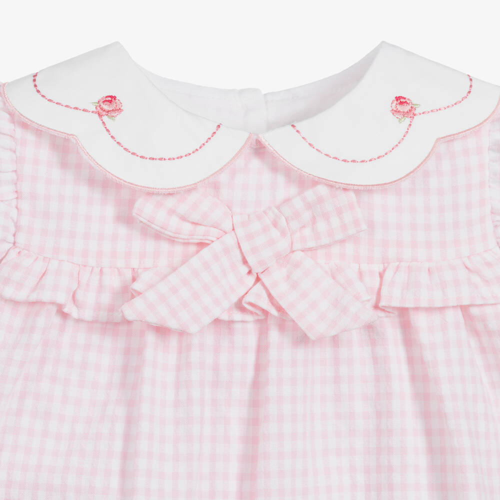 Beatrice & George-Розовый хлопковый песочник для девочек | Childrensalon Outlet