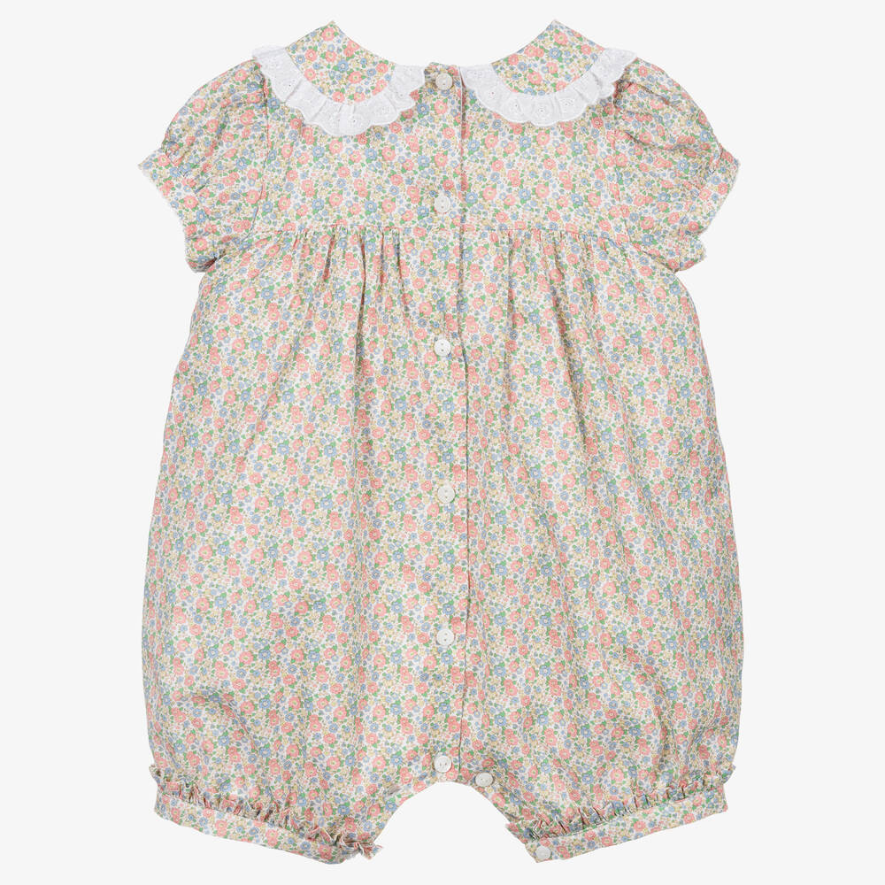 بياتريس آند جورج-بودي سوت أطفال بناتي  قطن تطريز سموك لون أخضر و زهري | Childrensalon Outlet