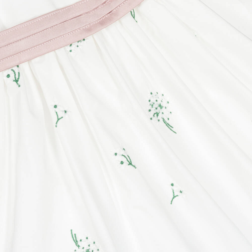 Beatrice George Baby Girls White Embroidered Floral Dress