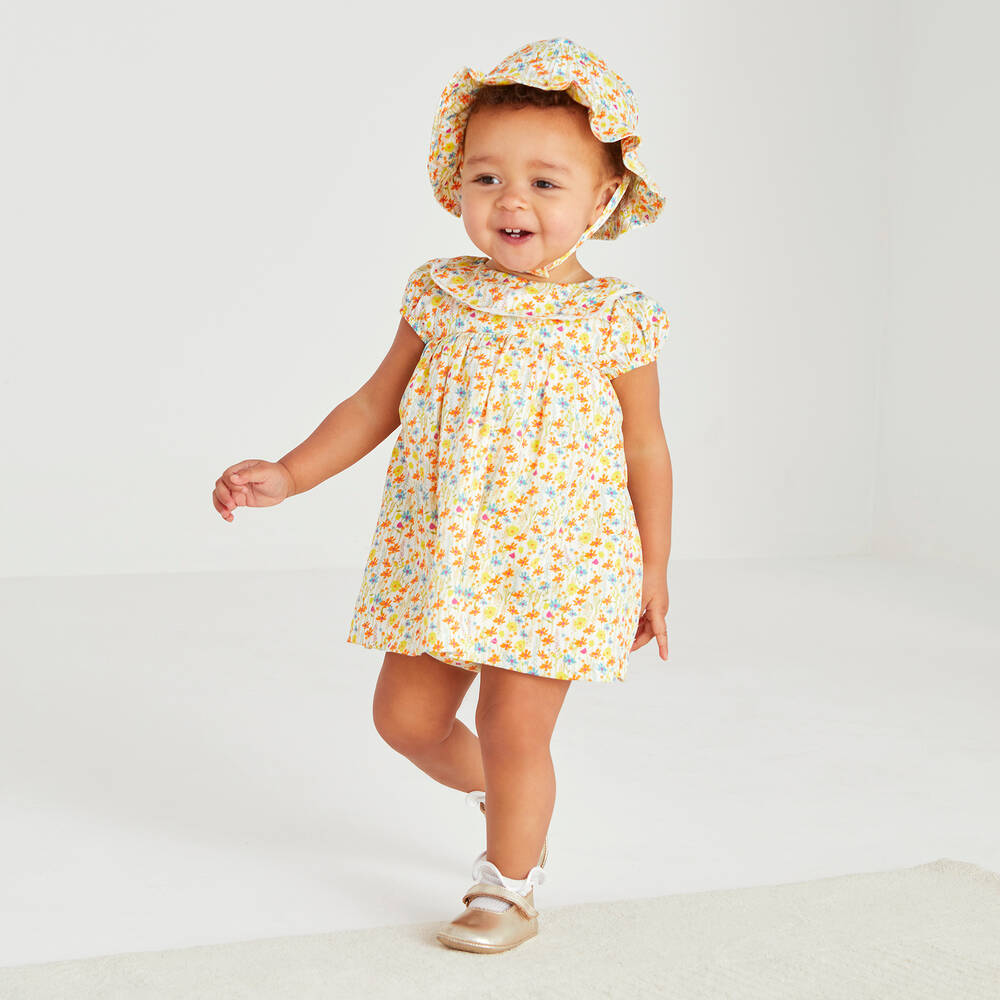 Yellow floral baby dress hotsell