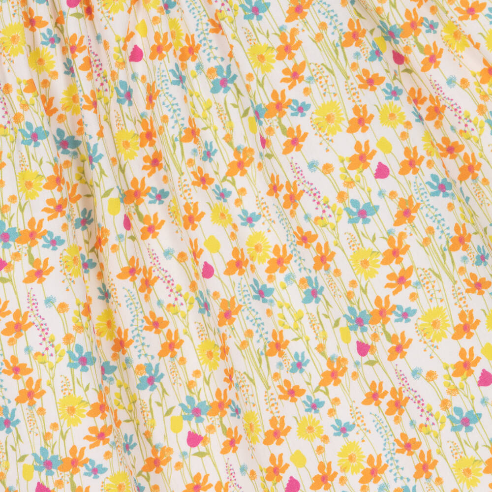 Beatrice & George-Желто-оранжевое платье из хлопка в цветочек | Childrensalon Outlet