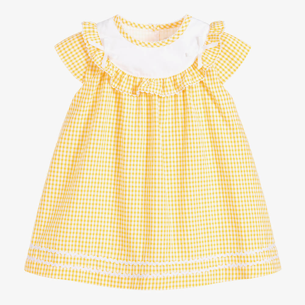 Beatrice & George - Gelbes Baumwollkleid für Babys (M) | Childrensalon