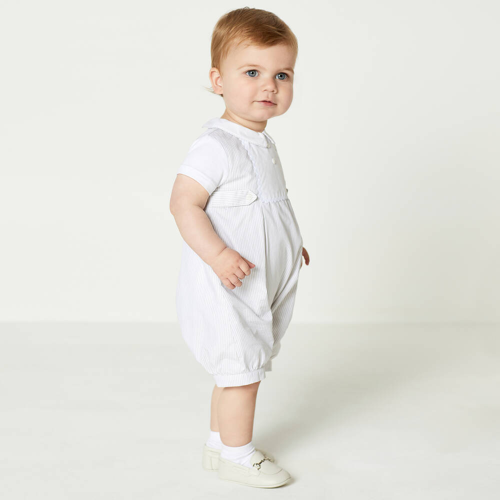 Beatrice & George-Beige Stripe Cotton Baby Shortie | Childrensalon Outlet