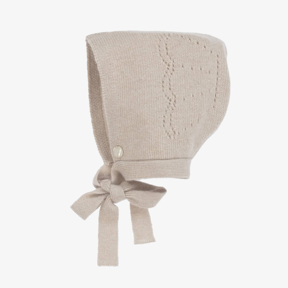 Beatrice & George-Beige Wool-Blend Knitted Babysuit Set | Childrensalon Outlet