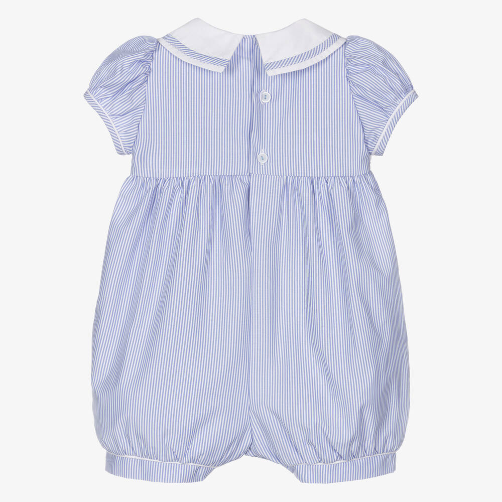 Beatrice & George-Blue Cotton Hand-Smocked Shortie | Childrensalon Outlet