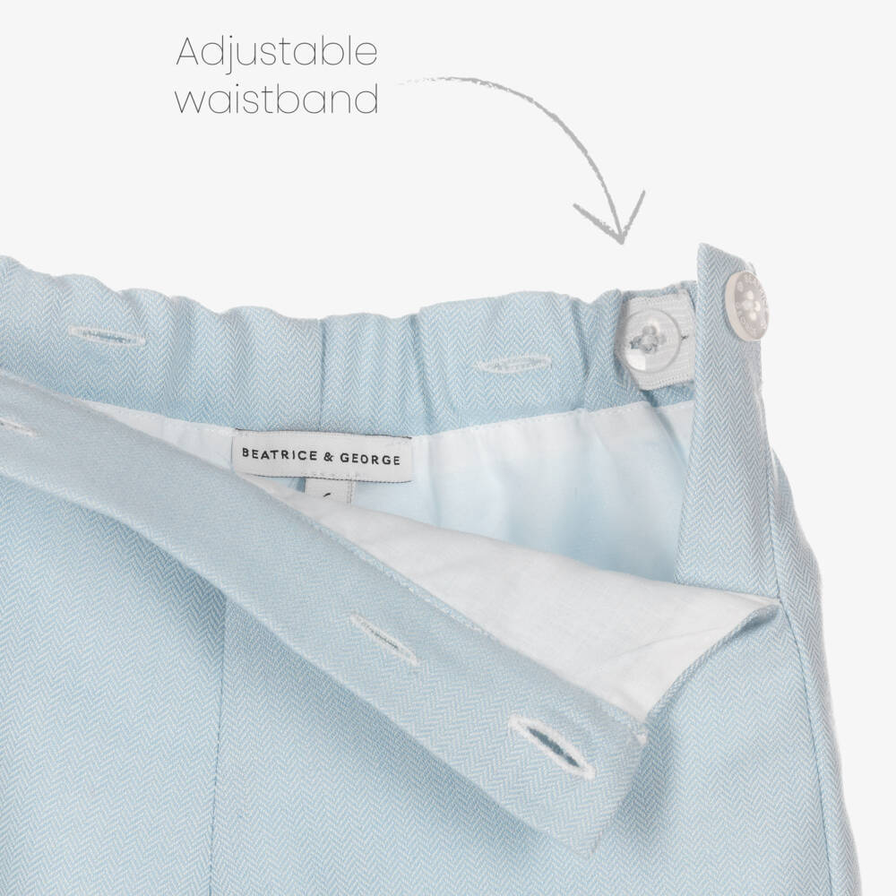 Beatrice & George-Blue Herringbone Sailor Buster Suit | Childrensalon Outlet