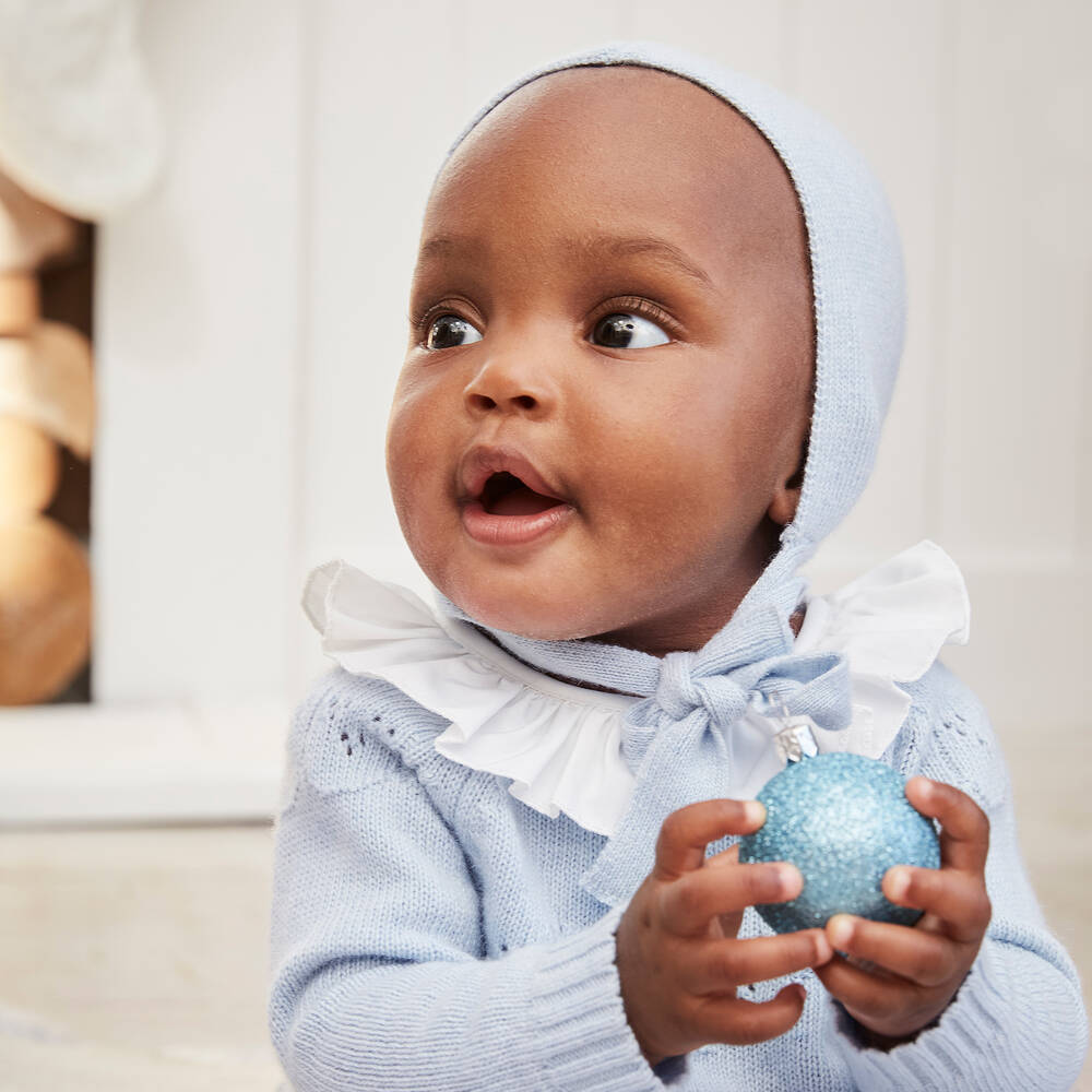 Beatrice & George-طقم أفرول بيبي غرو مزيج صوف وكشمير لون أزرق للأطفال | Childrensalon Outlet