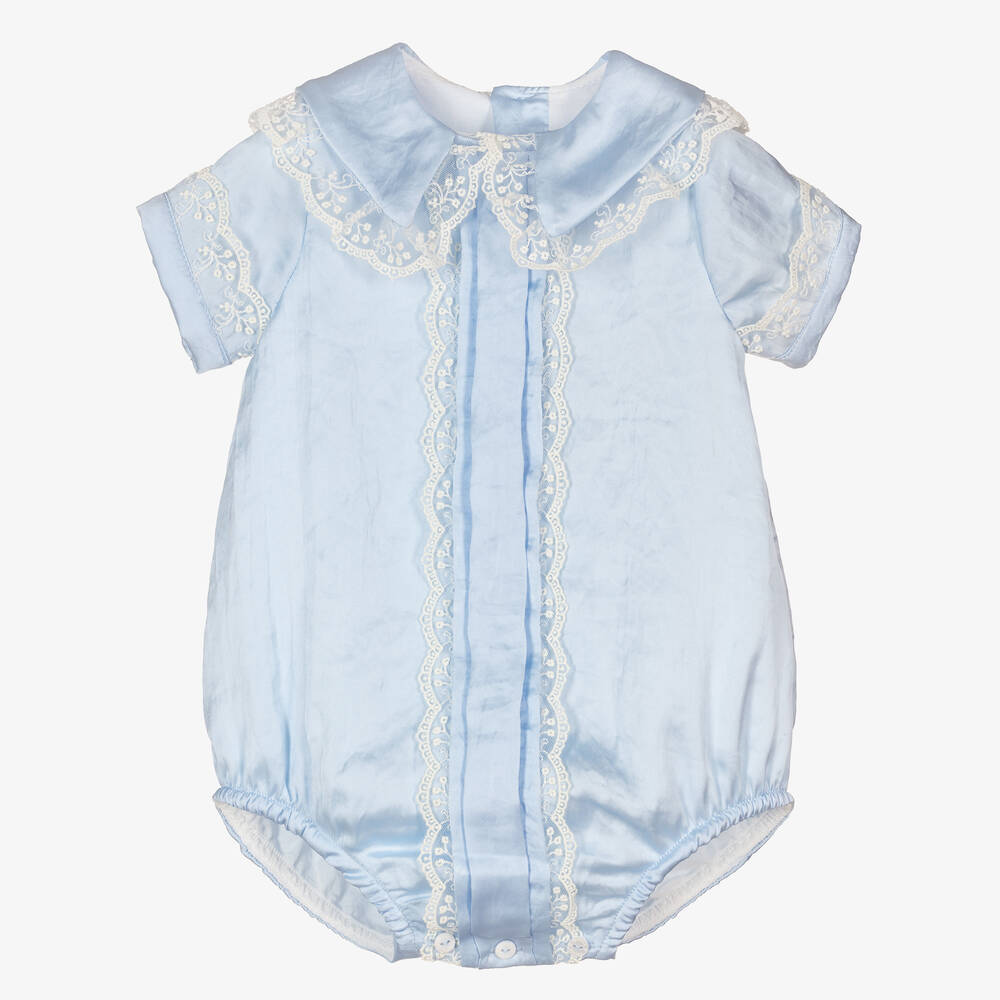 Beatrice & George - Blue Satin & Lace Trim Shortie | Childrensalon