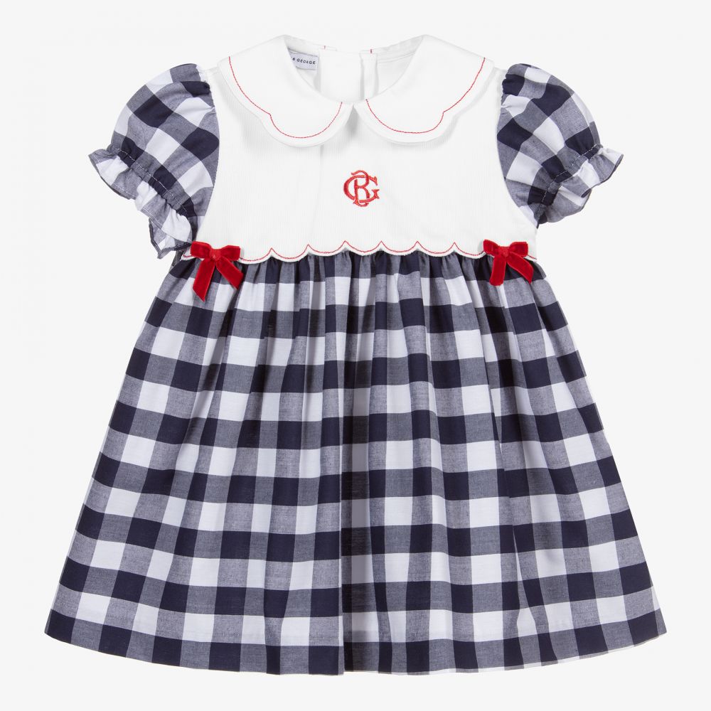Beatrice & George - Blue & White Check Baby Dress | Childrensalon