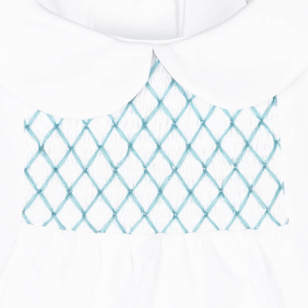 Beatrice & George-Boys Aqua Green Smocked Cotton Buster Suit | Childrensalon Outlet