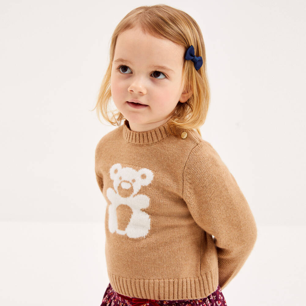 Beatrice & George-Boys Beige Cashmere Knit Jumper | Childrensalon Outlet
