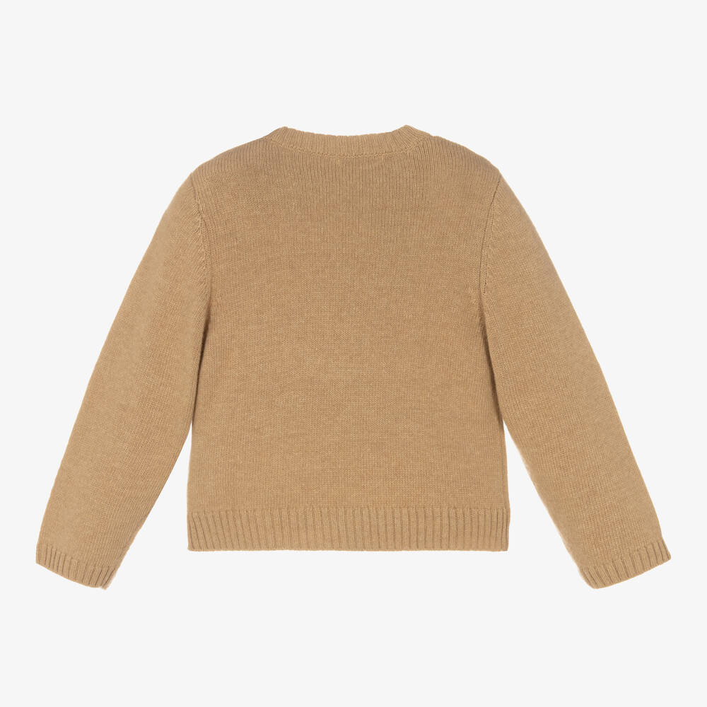 Beatrice & George-Boys Beige Cashmere Knit Jumper | Childrensalon Outlet