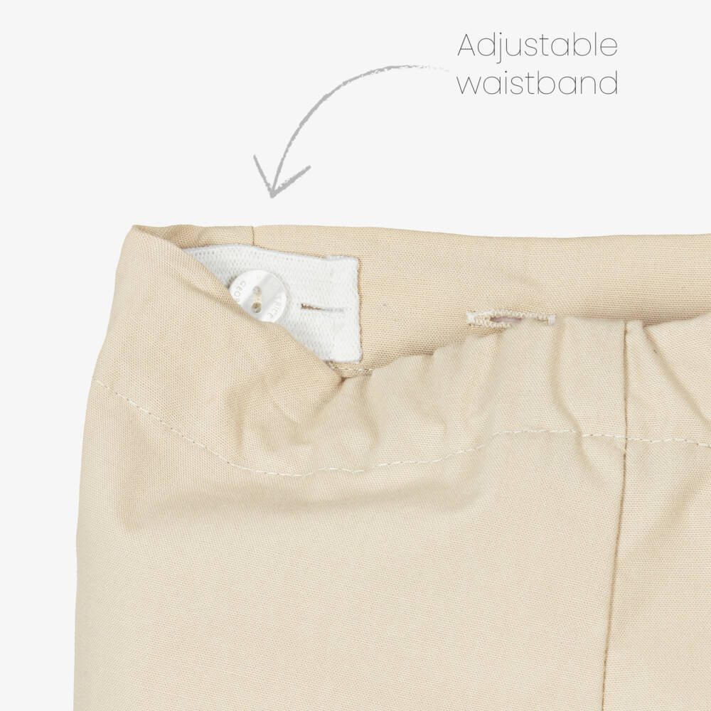 Beatrice & George-Boys Beige Embroidered Cotton Ensemble | Childrensalon Outlet