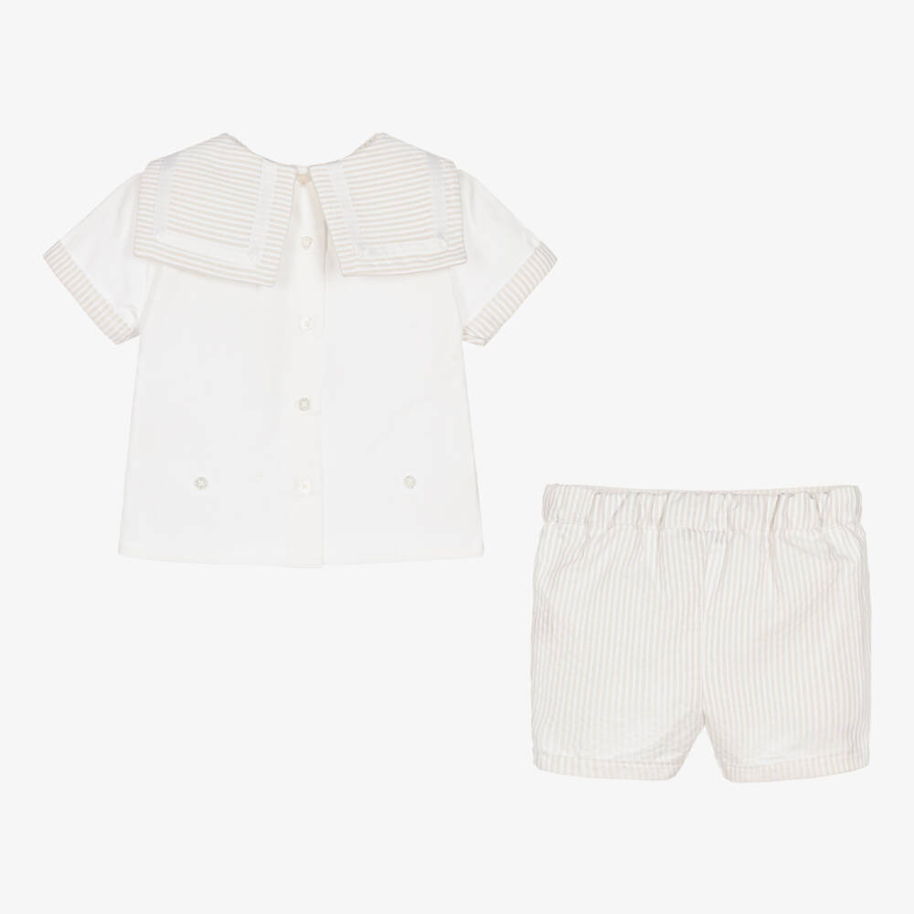 Beatrice & George-Boys Beige Sailor Stripe Suit | Childrensalon Outlet