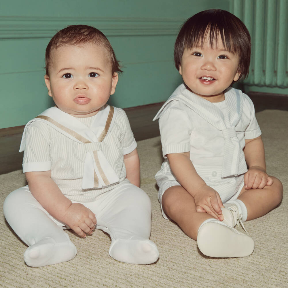 Beatrice & George-Boys Beige Sailor Stripe Suit | Childrensalon Outlet