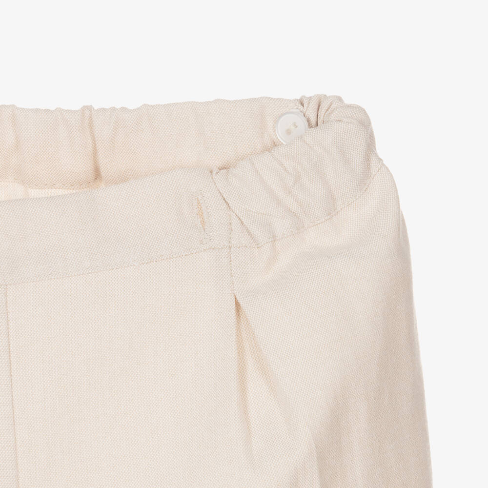 Beatrice & George-Boys Beige Smocked Cotton Set | Childrensalon Outlet