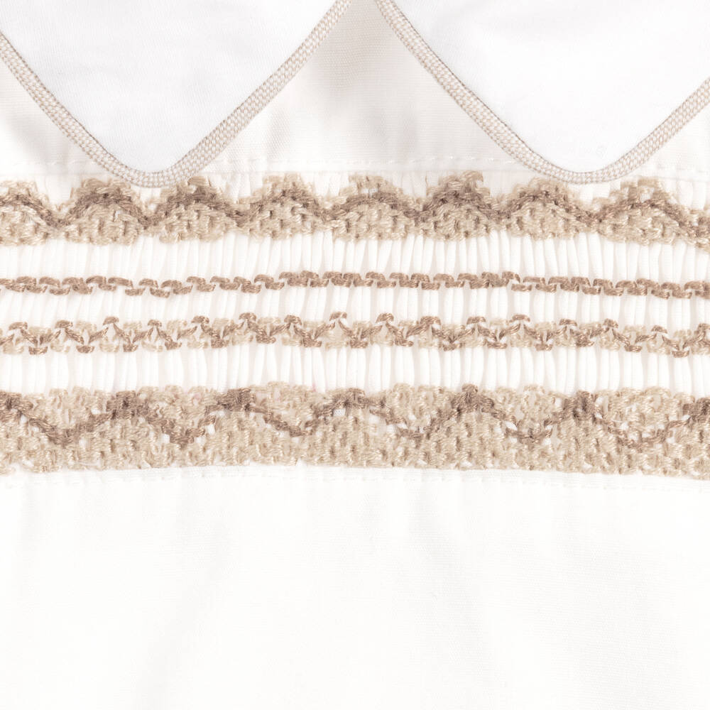 Beatrice & George-Boys Beige Smocked Cotton Set | Childrensalon Outlet