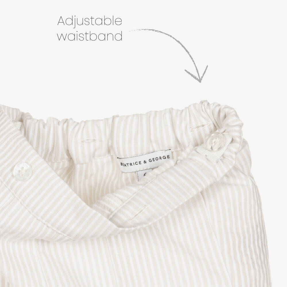 Beatrice & George-Boys Beige Striped Sailor Buster Suit | Childrensalon Outlet