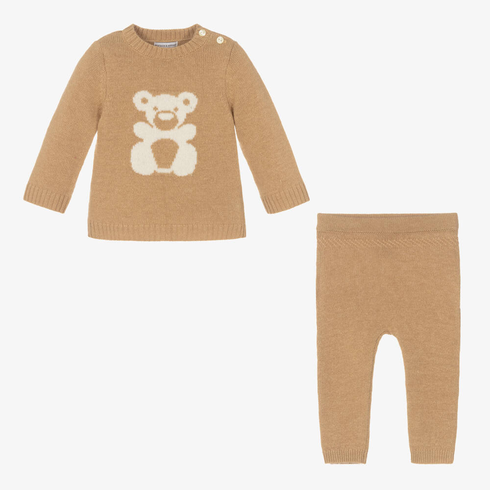 Beatrice & George-Бежевый топ и штанишки из шерсти с кашемиром | Childrensalon Outlet
