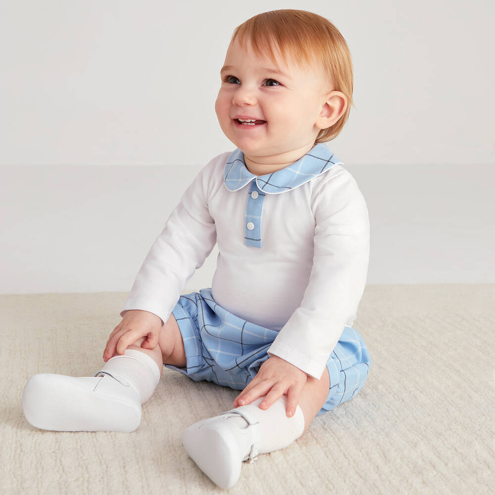 Beatrice & George-Боди и голубые шорты в клетку | Childrensalon Outlet