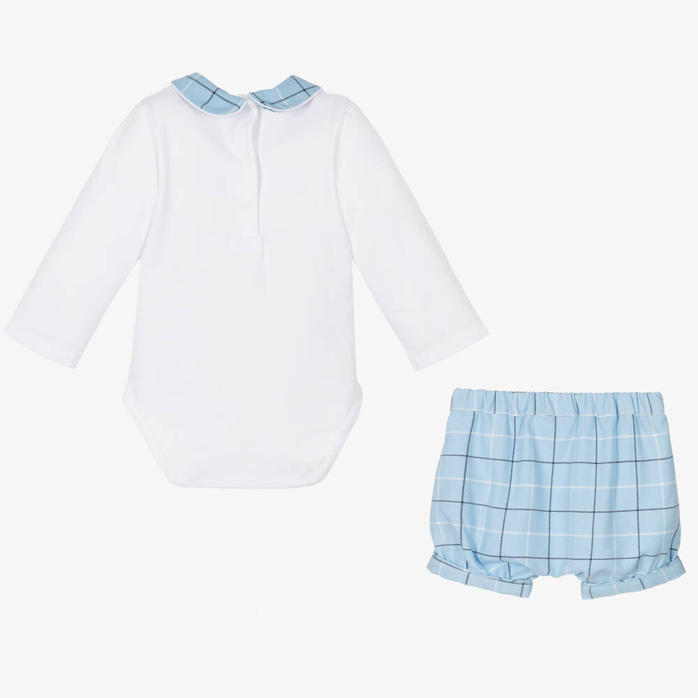 Beatrice & George-Боди и голубые шорты в клетку | Childrensalon Outlet