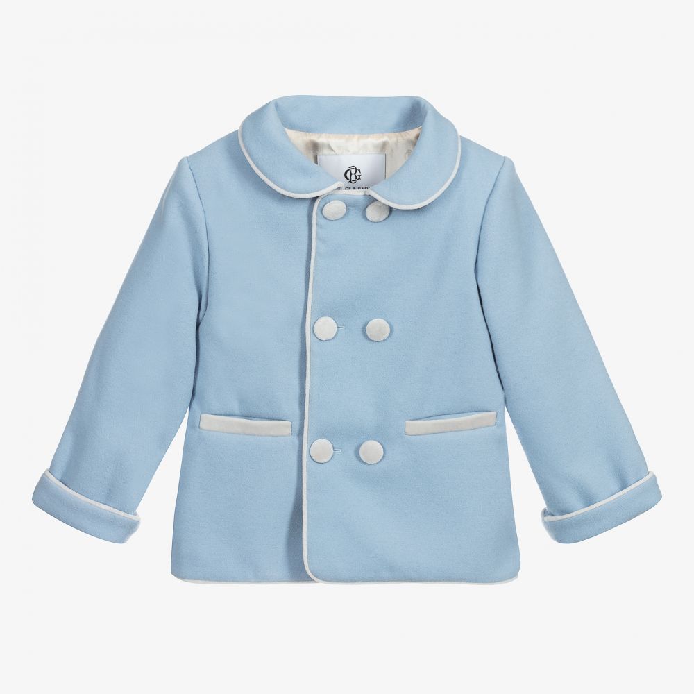 Beatrice & George - معطف لون أزرق للأولاد | Childrensalon