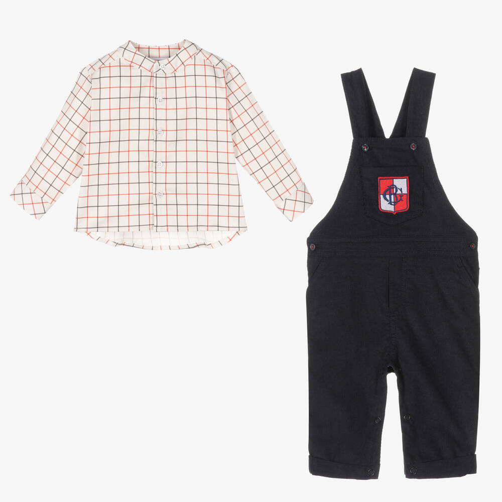 بياتريس آند جورج-طقم دانغريز أطفال ولادي قطن بوبلين لون كحلي | Childrensalon Outlet