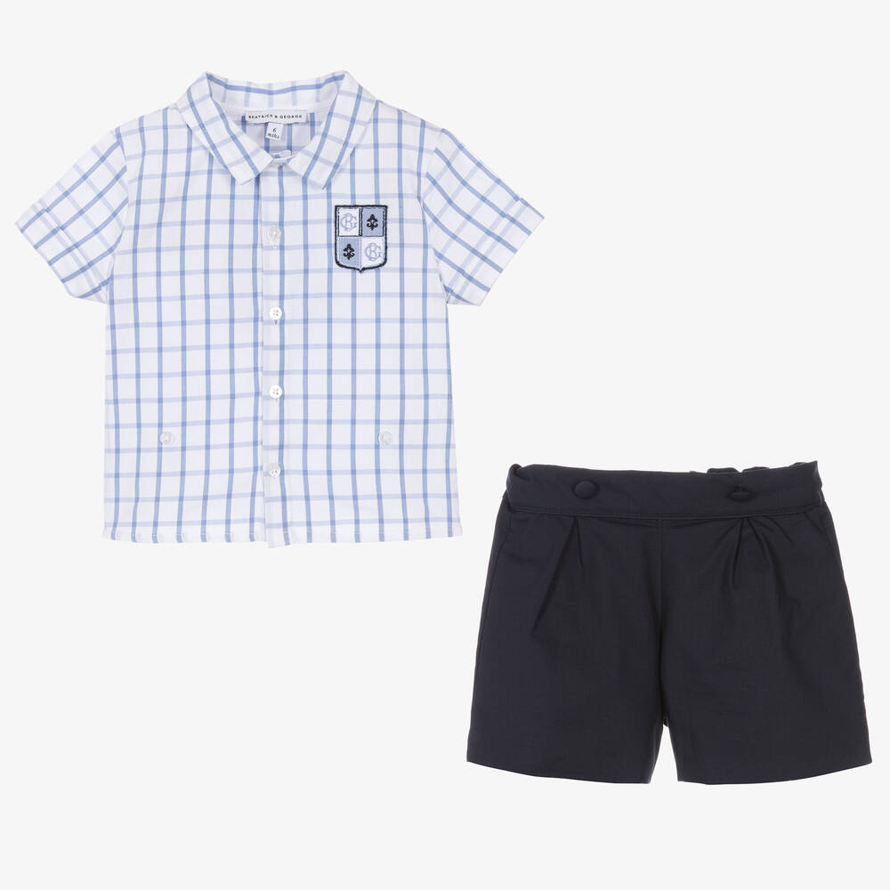 بياتريس آند جورج-بِدلة رسمية أطفال ولادي قطن لون أزرق | Childrensalon Outlet