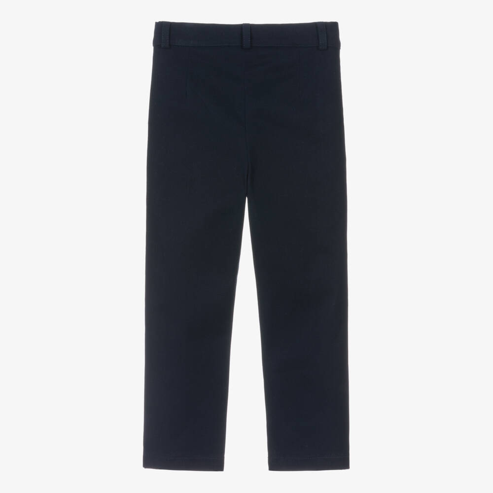 Beatrice & George-Boys Blue Cotton Chino Trousers | Childrensalon Outlet