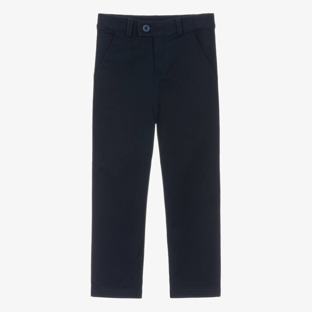 Beatrice & George-Boys Blue Cotton Chino Trousers | Childrensalon Outlet