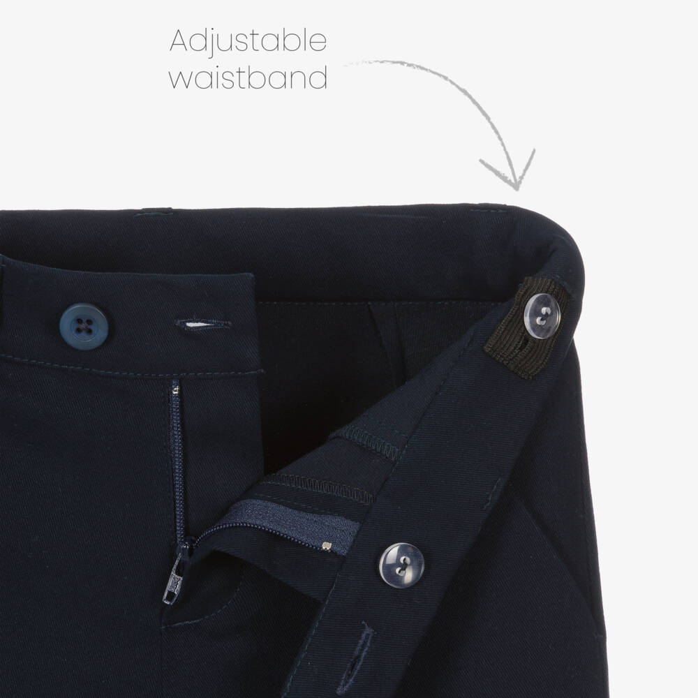 Beatrice & George-Boys Blue Cotton Chino Trousers | Childrensalon Outlet