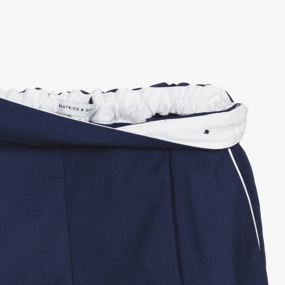 Beatrice & George-Boys Blue Cotton Shorts Set | Childrensalon Outlet