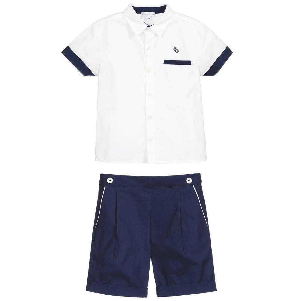 Beatrice & George-Комплект белого и темно-синего цвета с шортами | Childrensalon Outlet