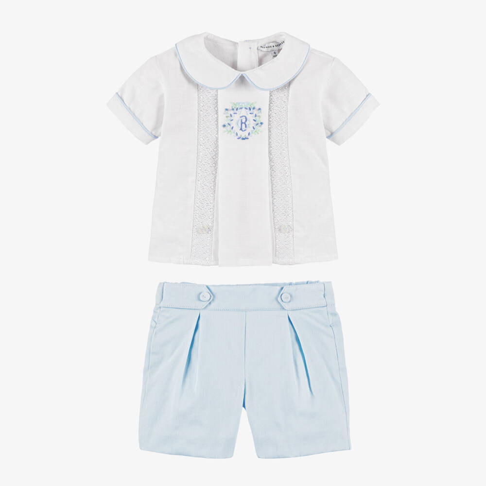 Beatrice & George-بدلة بويز زرقاء مطرزة للأولاد | Childrensalon Outlet
