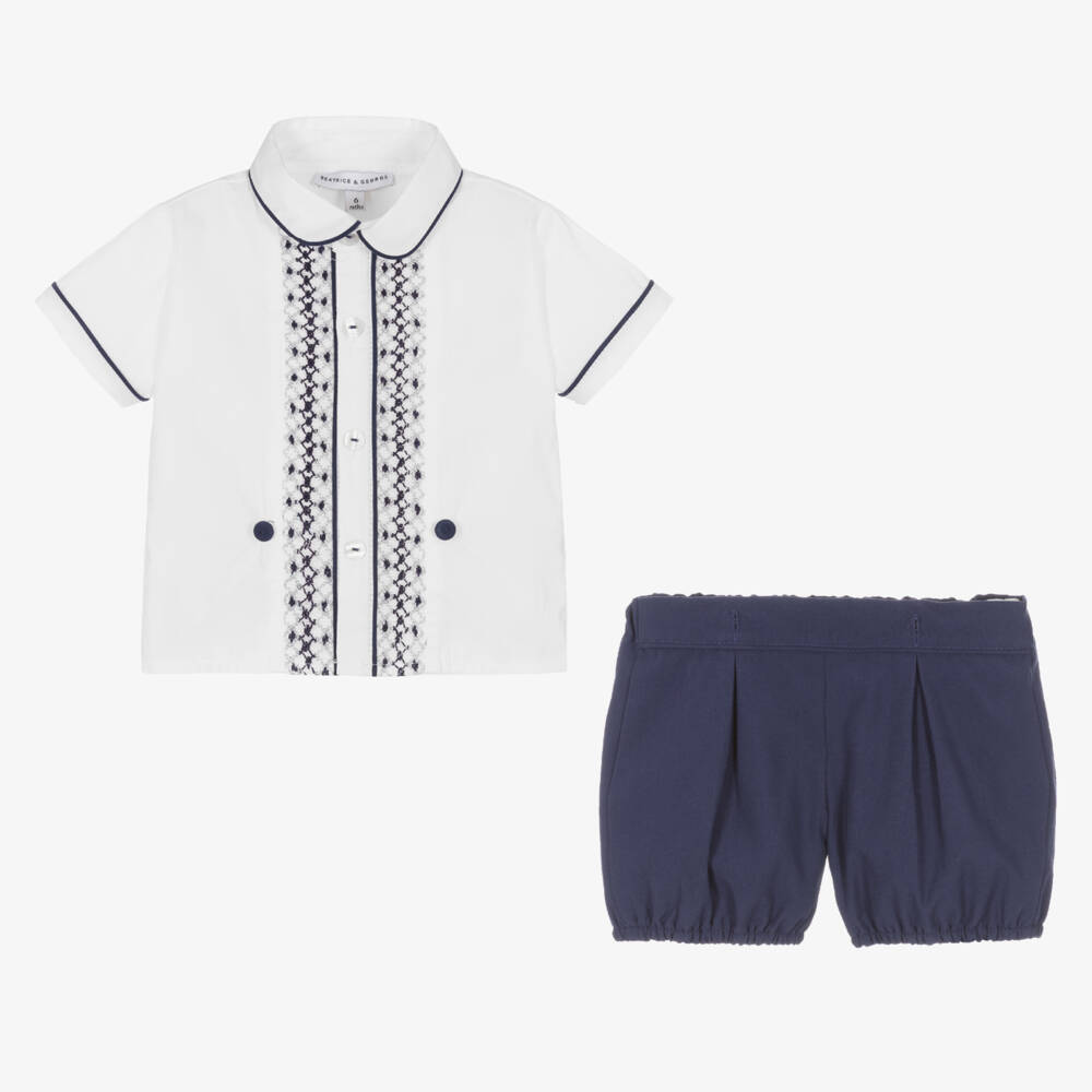 بياتريس آند جورج-بِدلة رسمية أطفال ولادي  قطن لون أبيض وكحلي | Childrensalon Outlet