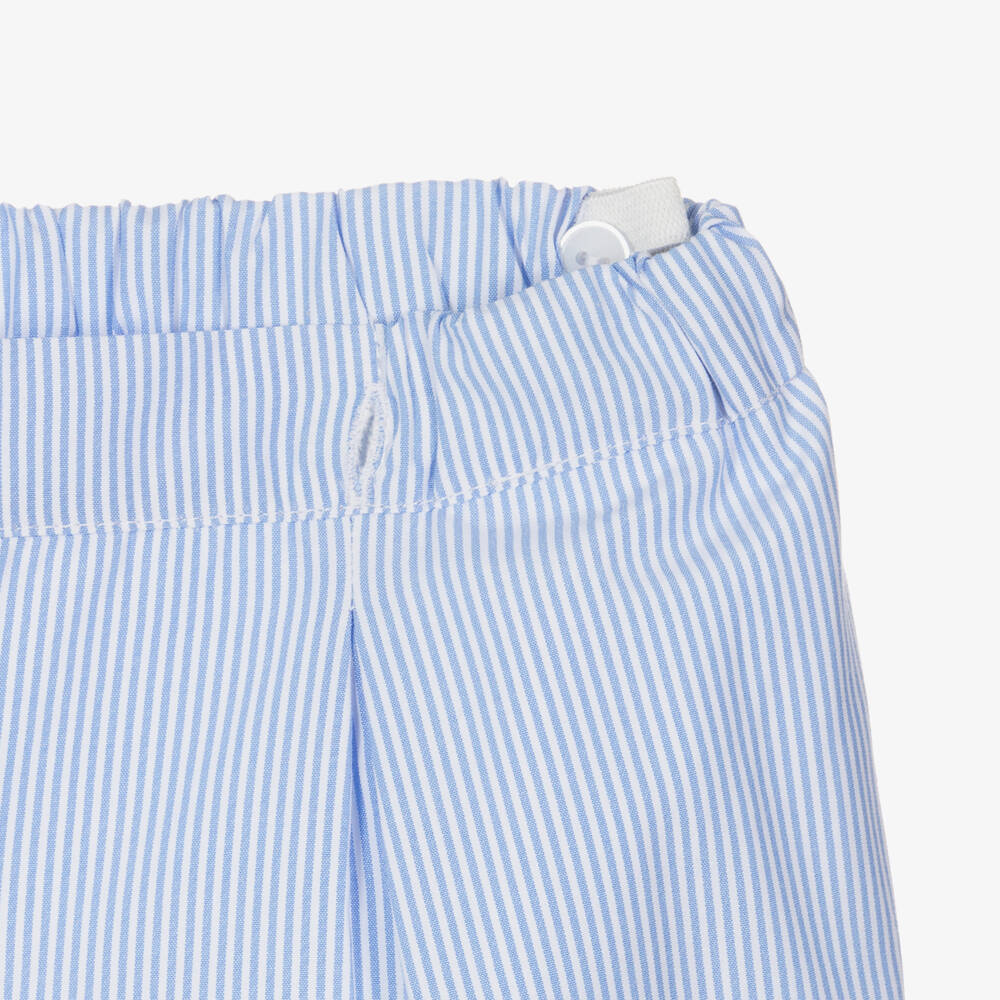 Beatrice & George-Boys Blue Hand-Embroidered Cotton Suit | Childrensalon Outlet