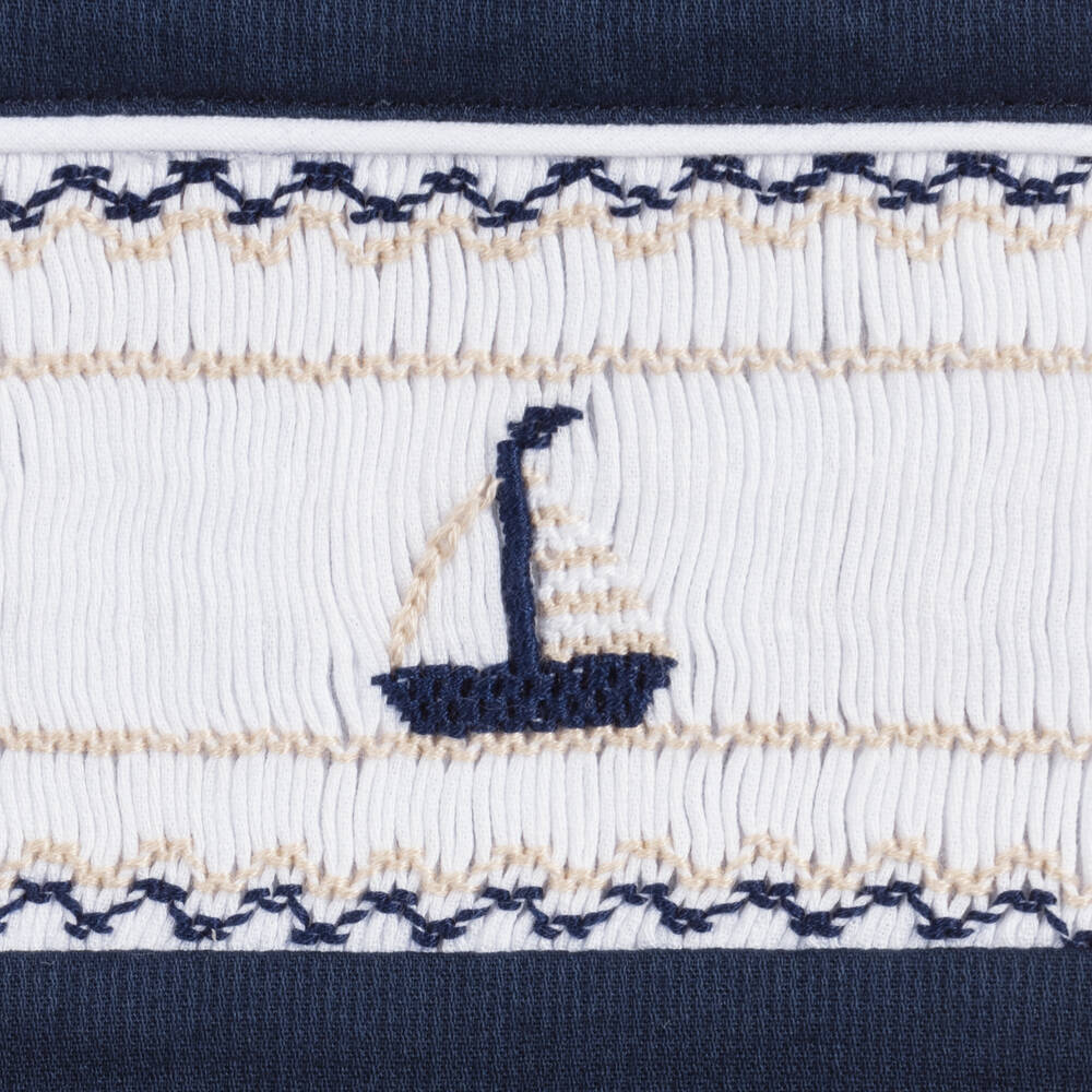 Beatrice & George-Синий присборенный полукомбинезон для мальчиков | Childrensalon Outlet