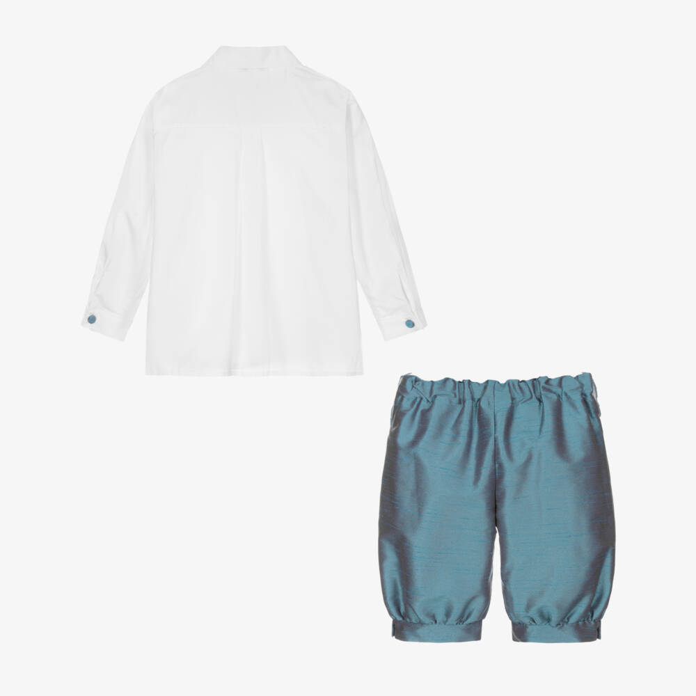 Beatrice & George-Boys Blue Knickerbocker Shorts Set | Childrensalon Outlet
